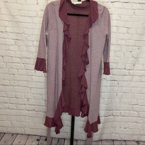Lili's Closet Striped Ruffled Cardigan